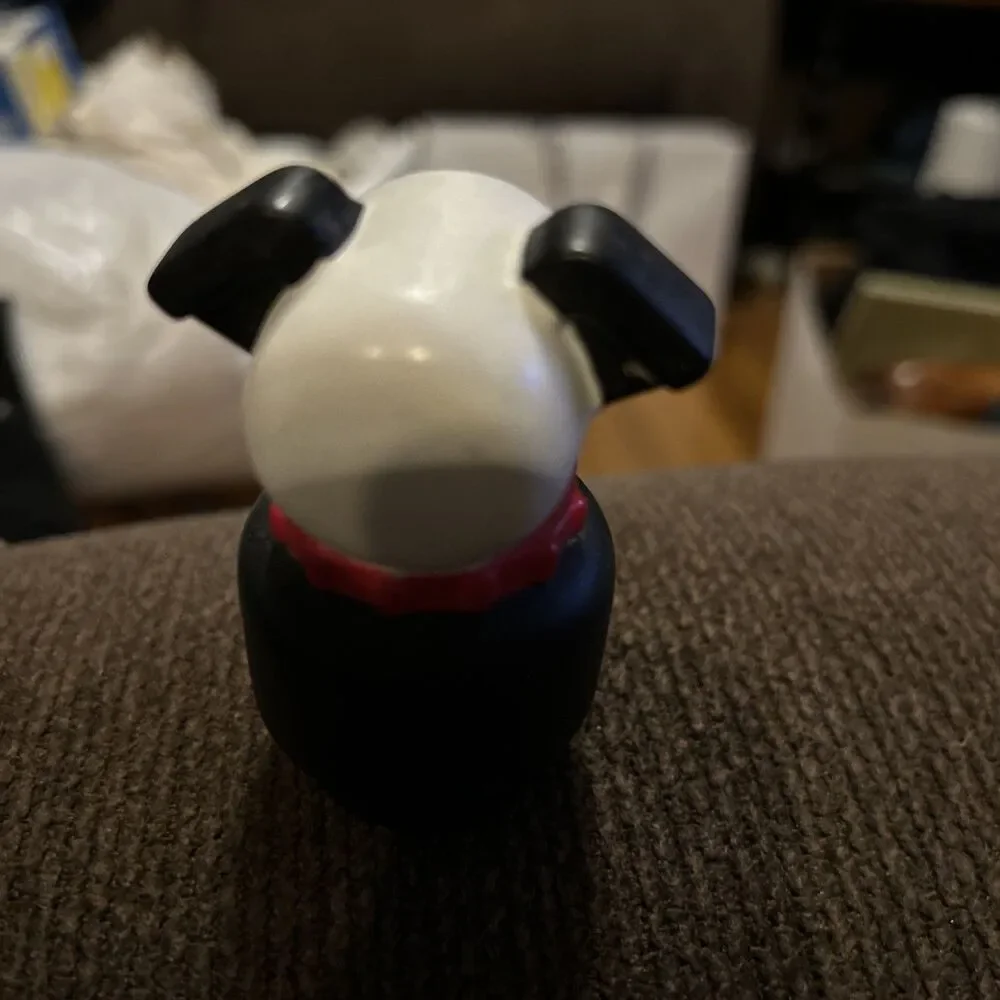 Vintage Fisher Price Little People Black & White Dog Lucky with Red Collar